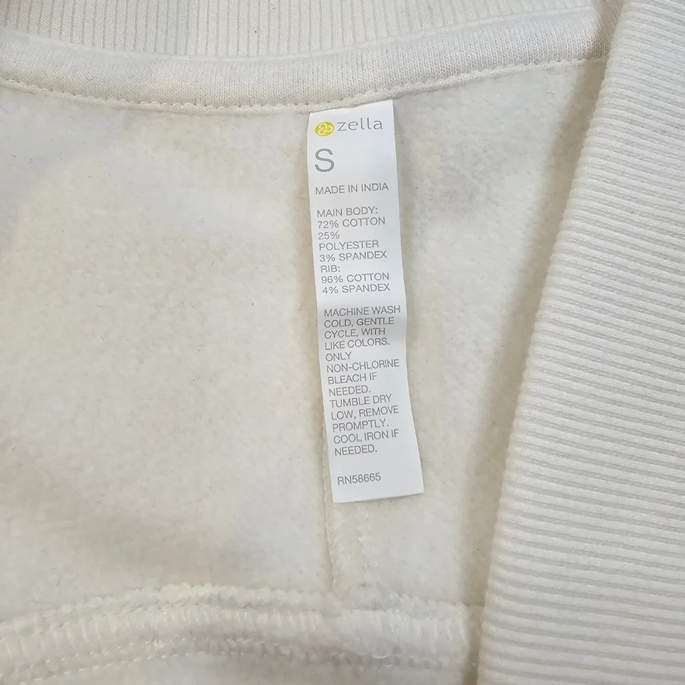 Zella Cloud Fleece Cardigan Open Front Shrug, Ivory Egret, size Medium - Picture 4 of 7